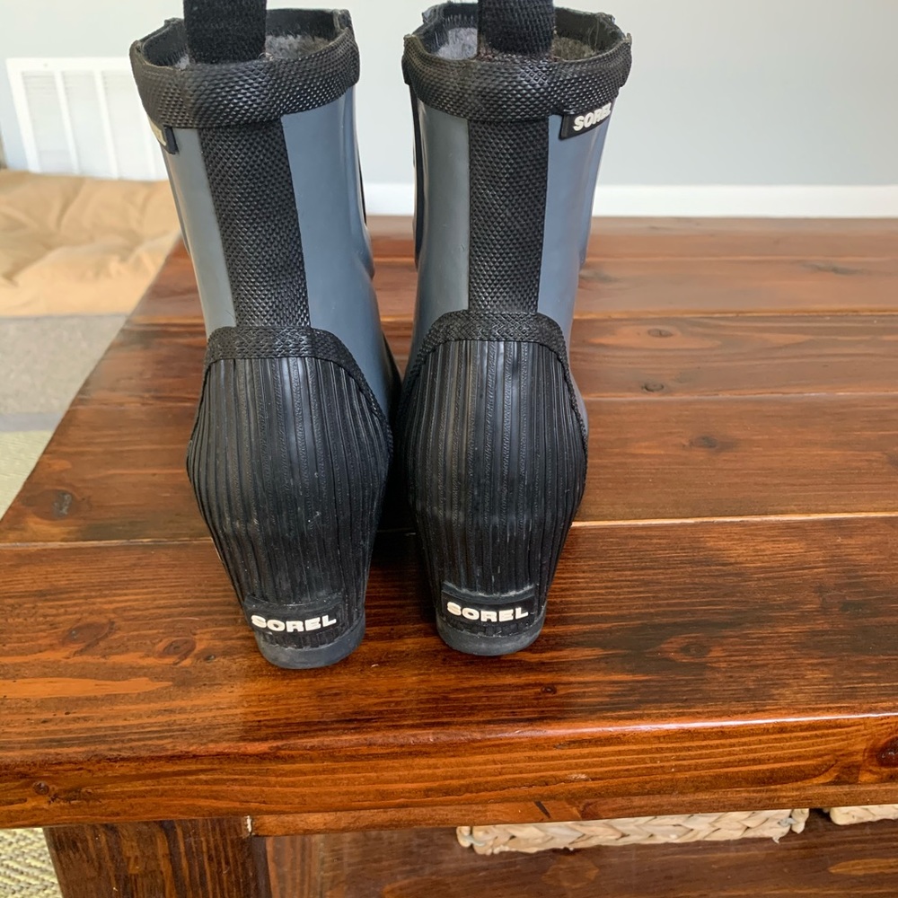 Sorel Gray and Black Heeled Rain Boots - Picture 4 of 5